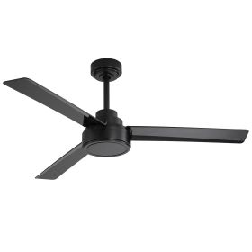 52" Outdoor Ceiling Fan Without Light, 3 ABS Blades Farmhouse Ceiling Fan with Remote Control 6-speed Reversible DC Motor Black for Living Room