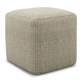 Zelma Square Woven Pouf for Indoor and Outdoor Use - Cream and Natural