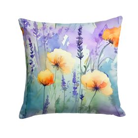 Lavender in Watercolor Throw Pillow Machine Washable, Indoor Outdoor Decorative Pillow for Couch, Bed or Patio, 18Hx18W
