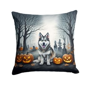 Alaskan Malamute Spooky Halloween Throw Pillow Machine Washable, Indoor Outdoor Decorative Pillow for Couch, Bed or Patio, 18Hx18W