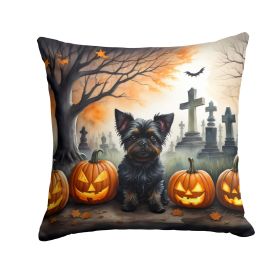 Affenpinscher Spooky Halloween Throw Pillow Machine Washable, Indoor Outdoor Decorative Pillow for Couch, Bed or Patio, 18Hx18W