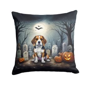 Beagle Spooky Halloween Throw Pillow Machine Washable, Indoor Outdoor Decorative Pillow for Couch, Bed or Patio, 18Hx18W