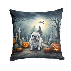 English Bulldog Spooky Halloween Throw Pillow Machine Washable, Indoor Outdoor Decorative Pillow for Couch, Bed or Patio, 18Hx18W