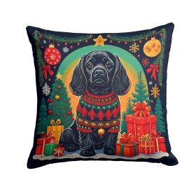 Black Cocker Spaniel Christmas Throw Pillow Machine Washable, Indoor Outdoor Decorative Pillow for Couch, Bed or Patio, 18Hx18W