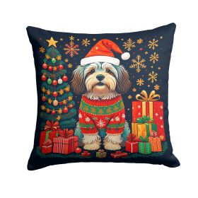 Havanese Christmas Throw Pillow Machine Washable, Indoor Outdoor Decorative Pillow for Couch, Bed or Patio, 18Hx18W