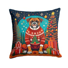 Boxer Christmas Throw Pillow Machine Washable, Indoor Outdoor Decorative Pillow for Couch, Bed or Patio, 18Hx18W