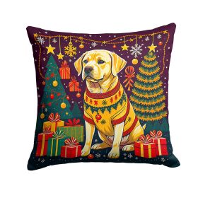 Yellow Labrador Retriever Christmas Throw Pillow Machine Washable, Indoor Outdoor Decorative Pillow for Couch, Bed or Patio, 18Hx18W