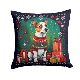 Jack Russell Terrier Christmas Throw Pillow Machine Washable, Indoor Outdoor Decorative Pillow for Couch, Bed or Patio, 18Hx18W