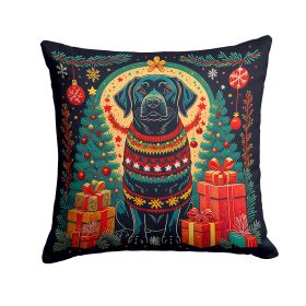 Black Labrador Retriever Christmas Throw Pillow Machine Washable, Indoor Outdoor Decorative Pillow for Couch, Bed or Patio, 18Hx18W