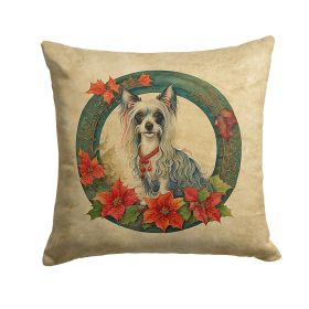 Chinese Crested Christmas Flowers Throw Pillow Machine Washable, Indoor Outdoor Decorative Pillow for Couch, Bed or Patio, 18Hx18W