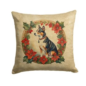 Basenji Christmas Flowers Throw Pillow Machine Washable, Indoor Outdoor Decorative Pillow for Couch, Bed or Patio, 18Hx18W