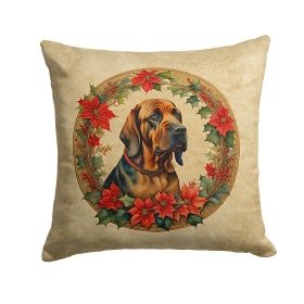 Bloodhound Christmas Flowers Throw Pillow Machine Washable, Indoor Outdoor Decorative Pillow for Couch, Bed or Patio, 18Hx18W