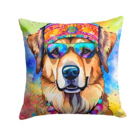 Hippie Dawg Throw Pillow Machine Washable, Indoor Outdoor Decorative Pillow for Couch, Bed or Patio, 18Hx18W