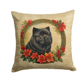 Chow Chow Christmas Flowers Throw Pillow Machine Washable, Indoor Outdoor Decorative Pillow for Couch, Bed or Patio, 18Hx18W