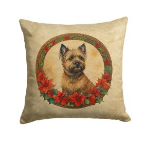 Cairn Terrier Christmas Flowers Throw Pillow Machine Washable, Indoor Outdoor Decorative Pillow for Couch, Bed or Patio, 18Hx18W