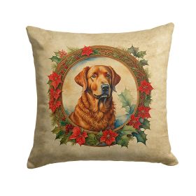 Chesapeake Bay Retriever Christmas Flowers Throw Pillow Machine Washable, Indoor Outdoor Decorative Pillow for Couch, Bed or Patio, 18Hx18W