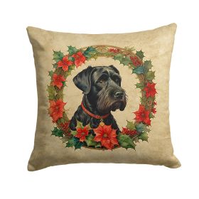 Giant Schnauzer Christmas Flowers Throw Pillow Machine Washable, Indoor Outdoor Decorative Pillow for Couch, Bed or Patio, 18Hx18W
