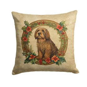Otterhound Christmas Flowers Throw Pillow Machine Washable, Indoor Outdoor Decorative Pillow for Couch, Bed or Patio, 18Hx18W