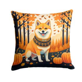 Shiba Inu Fall Throw Pillow Machine Washable, Indoor Outdoor Decorative Pillow for Couch, Bed or Patio, 18Hx18W