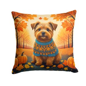 Norfolk Terrier Fall Throw Pillow Machine Washable, Indoor Outdoor Decorative Pillow for Couch, Bed or Patio, 18Hx18W