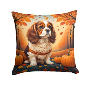 Cavalier Spaniel Fall Throw Pillow Machine Washable, Indoor Outdoor Decorative Pillow for Couch, Bed or Patio, 18Hx18W