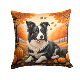Border Collie Fall Throw Pillow Machine Washable, Indoor Outdoor Decorative Pillow for Couch, Bed or Patio, 18Hx18W