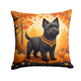 Black Cairn Terrier Fall Throw Pillow Machine Washable, Indoor Outdoor Decorative Pillow for Couch, Bed or Patio, 18Hx18W