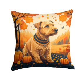 Lakeland Terrier Fall Throw Pillow Machine Washable, Indoor Outdoor Decorative Pillow for Couch, Bed or Patio, 18Hx18W