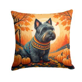 Scottish Terrier Fall Throw Pillow Machine Washable, Indoor Outdoor Decorative Pillow for Couch, Bed or Patio, 18Hx18W