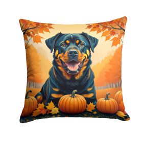 Rottweiler Fall Throw Pillow Machine Washable, Indoor Outdoor Decorative Pillow for Couch, Bed or Patio, 18Hx18W
