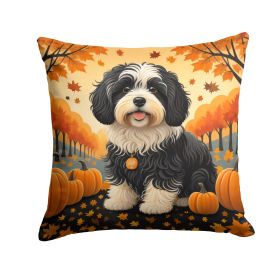 Havanese Fall Throw Pillow Machine Washable, Indoor Outdoor Decorative Pillow for Couch, Bed or Patio, 18Hx18W