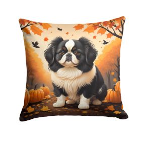 Japanese Chin Fall Throw Pillow Machine Washable, Indoor Outdoor Decorative Pillow for Couch, Bed or Patio, 18Hx18W