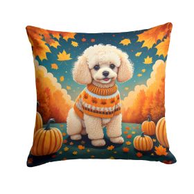 Poodle Fall Throw Pillow Machine Washable, Indoor Outdoor Decorative Pillow for Couch, Bed or Patio, 18Hx18W