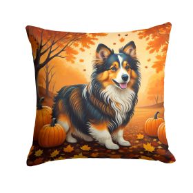 Sheltie Fall Throw Pillow Machine Washable, Indoor Outdoor Decorative Pillow for Couch, Bed or Patio, 18Hx18W