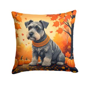 Schnauzer Fall Throw Pillow Machine Washable, Indoor Outdoor Decorative Pillow for Couch, Bed or Patio, 18Hx18W