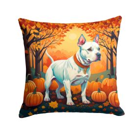 NEW White Pit Bull Terrier Fall Throw Pillow Machine Washable, Indoor Outdoor Decorative Pillow for Couch, Bed or Patio, 18Hx18W