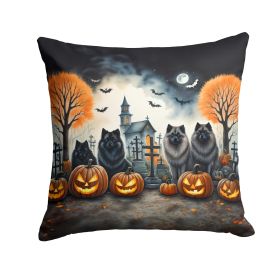 Keeshond Spooky Halloween Throw Pillow Machine Washable, Indoor Outdoor Decorative Pillow for Couch, Bed or Patio, 18Hx18W
