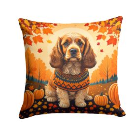 Cocker Spaniel Fall Throw Pillow Machine Washable, Indoor Outdoor Decorative Pillow for Couch, Bed or Patio, 18Hx18W