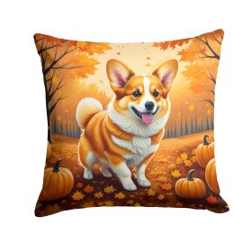 Corgi Fall Throw Pillow Machine Washable, Indoor Outdoor Decorative Pillow for Couch, Bed or Patio, 18Hx18W