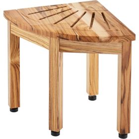 VEVOR Corner Teak Shower Bench, 12.4" Height 11.5" Radius, 100% Teak Wood Corner Shower Beach, Mold-resistant, 300 LBS with Storage Shelf
