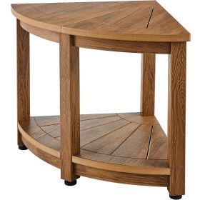 VEVOR Corner Shower Bench, 18.5" Height 17.75" Radius, Faux Wood Grain Polystyrene, 350 LBS with Storage Shelf, Water Resistant