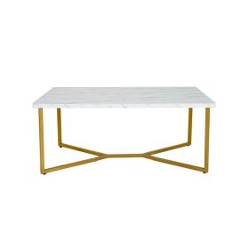 Faux Marble Coffee Table with Gold Finished Metal Frame