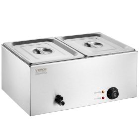 VEVOR Commercial Electric Food Warmer 2-Pan Countertop Buffet 18QT Bain Marie