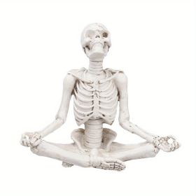 1pc Yoga Pose Skeleton Statue, Abstract Design Resin Sculpture (Style: White)