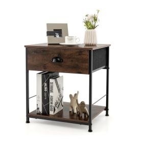 Bedroom Living Room 2-tier Nightstand Bedside End Sofa Coffee Table (Type: StyleA, Color: Brown)