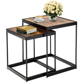 Living Room Set of 2PCS Modern Classic Yet Simper Nesting End Coffee Tables (Type: Coffee Tables, Color: Brown)