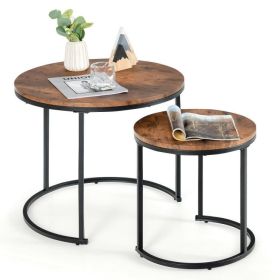 Living Room Set of 2PCS Modern Classic Yet Simper Nesting End Coffee Tables (Type: Coffee Tables, Color: Brown A)
