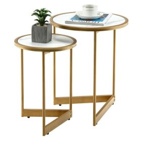 Living Room Set of 2PCS Modern Classic Yet Simper Nesting End Coffee Tables (Type: Coffee Tables, Color: White)