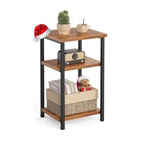 Small End Table Side Table with Adjustable Feet (Type: End Table, Color: Brown)