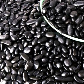Various sizes of cobblestones, perfect for garden paths, yard decorations, aquarium landscaping and interior landscaping (Model number: Black polished -5 LBS)